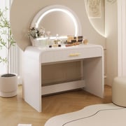 Walker Edison | Modern Reeded Curve Design Makeup Vanity Table