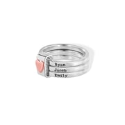 Personalized Engraved 2-5 Names Stacking Rings with Heart, Rustic Sterling Silver Ring, Mother's Day/Birthday/Anniversary Gift for Women