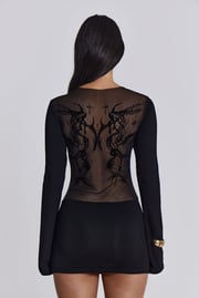 Black Wings Mesh Dress