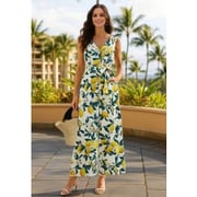 Bliss Lemon Branch Printed Tie-Waist Jumpsuit