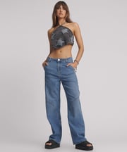 Western Wonders Mid Waist Straight Leg Denim Jeans - Blue Estate