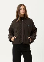 AFENDS Womens Berlin - Reversible  Polar Fleece Jacket - Coffee