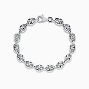 Men's 925 Sterling Silver Puffed Mariner Link Chain Bracelet