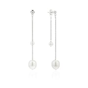 Silver Layered Large and Small Pearl Earrings