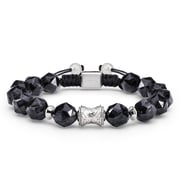 Wealth Rune-Engraved Nuummite Macrame Bracelet