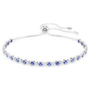Matrix Tennis bracelet, Mixed round cuts, Blue, Rhodium plated
