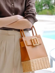 Brown/Natural Solid Avenue Wicker Handbag | Women's Handbags  | J.McLaughlin