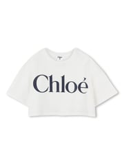logo-print cropped T-shirt