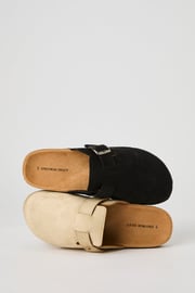 Faux Suede Buckle Clog