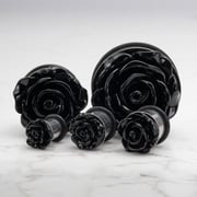 Black Acrylic Rose Stainless Steel Single Flare Plugs
