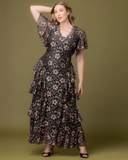 Mon Ange Tiered Lace Evening Gown