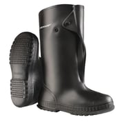 Overboots, Plain Toe, PVC, 17 in Height, Snap Tab Closure, Cleated Sole, Black, XL