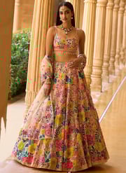 Posh Faux Georgette Embroidered Umbrella Lehenga Party Wear