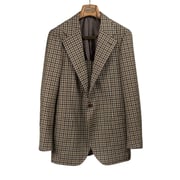 x Sartoria Carrara: ultra-light unlined sport coat in Fox Air beige and charcoal gunclub wool