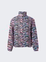 Unisex Printed Quilted Puffer Jacket Pink Rave Camouflage