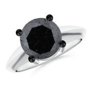 Prong-Set Enhanced Black Diamond Solitaire Engagement Ring