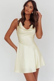 Brigid Cowl Neck Scoop Back Mini Dress Butter
