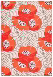 Japanese Poppy Machine Washable Rug | Multi