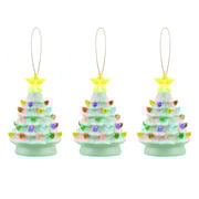 5 in. Set of 3 Nostalgic Ceramic Tree Ornaments - Seafoam