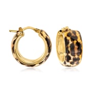 Italian Leopard-Print Enamel Hoop Earrings in 18kt Gold Over Sterling. 7/8"