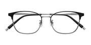 Matte Black/Silver Classic Browline Titanium Eyeglasses - Tavares