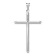 14k White Gold Large 3mm Hollow Tube Cross Pendant