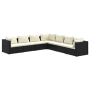 vidaXL Garden Lounge Set Black, Cream