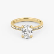 The Devotion Diamond Oval Engagement Ring | Pavé Band | Yellow Gold