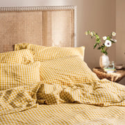 Honey Gingham Linen Blend Pillowcases (Pair)