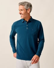 Long Sleeve Original 4-Button Polo - Coastal Wash