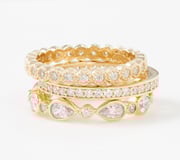 Diamonique Set of 3 Stackable Rings Sterling Silver