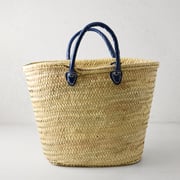 Capri Blue Handled Woven Tote Bag