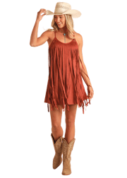 Microsuede Fringe Dress