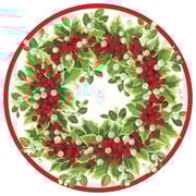 Holly and Berry Wreath Round Paper Placemats - 12 Per Package