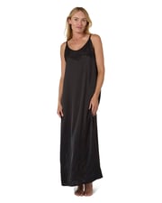 Women's Silky-Soft 53" Maxi-Length Slip Dress with Floral Lace Trim