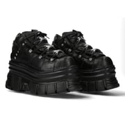 New Rock M-106-C178 Black Tower Gothic Punk Chunky Ankle Boots