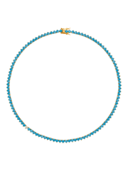 BENNINGTON 3-PRONG 3.5MM, NANO TURQUOISE AND LAB DIAMOND RIVIÈRE NECKLACE, GOLD