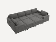 NOLANY 8-Piece Chenille Modular Sleeper Sectional Sofa With Storage Space