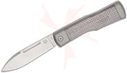 Fox FX-558 BI Gunstock Folding Knife 2.76 inch M390 Satin Plain Blade, Bison Micarta and Titanium Handles