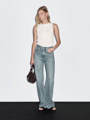 Jeans met hoge taille en wijde pijpen