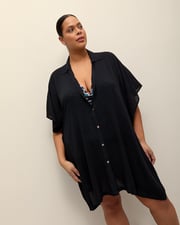 Vacay Cover-Up Tunic Shirt - Raisins Curve