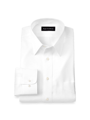 Non-Iron Cotton Pinpoint Solid Point Collar Dress Shirt - White