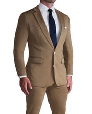 Athletic Fit Stretch Suit - Solid Dark Tan