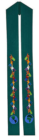 Fair Trade Children of the World Holding Hands Stoles. Available in Green & White.