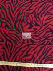 Fleece Printed Fabric Animal Zebra / Red / Sold By The Yard