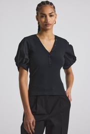 Fallon Mixed Media Tee - Black
