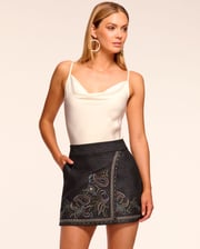 Lauren Embroidered Denim Mini Skirt