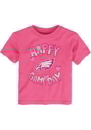 Philadelphia Eagles Infant Girls Happy Game Day Short Sleeve T-Shirt Pink