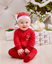 Baby's First Christmas 25 Red Zip Footie