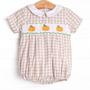 Plentiful Pumpkins Smocked Boy Bubble, Brown